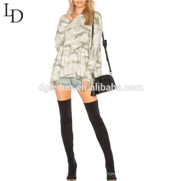 Fashion camouflage oversized hooded sweatshirt plain pullover hoodies for women